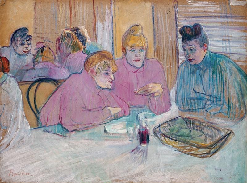 Henri  Toulouse-Lautrec The ladies in the brothel dining-room Spain oil painting art